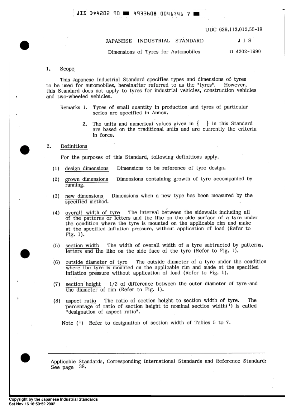 JIS-D4202-1990        Dimensions of Tyres for Automobiles.pdf_第3页