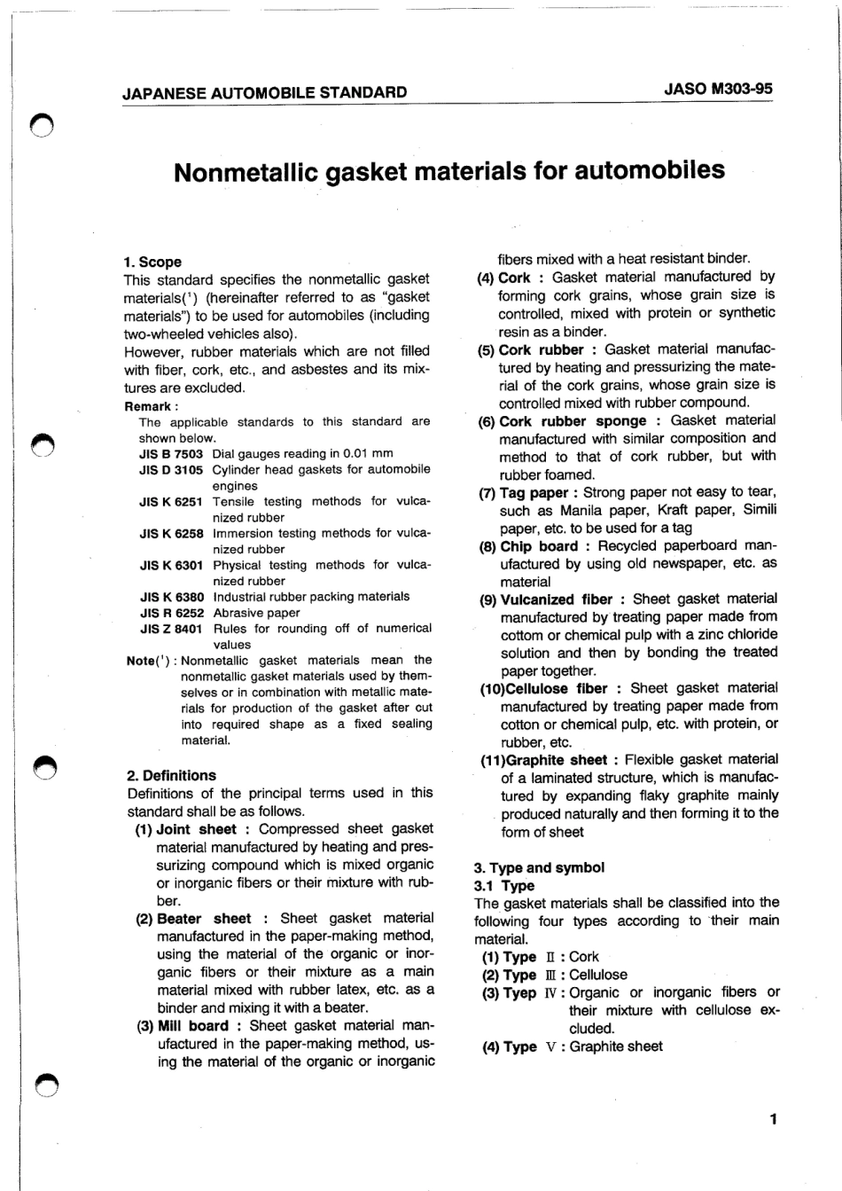 JASO M303-Nonmetallic Gasket Materials for Automobiles.pdf_第1页
