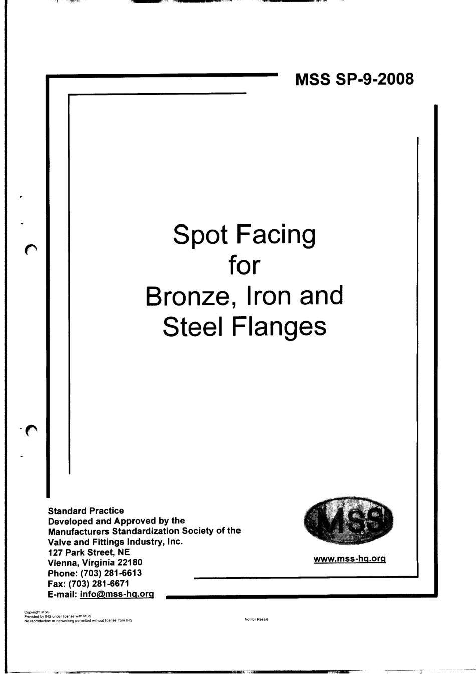MSS SP-9-2008 青铜、铁和钢法兰锪平标准.pdf_第1页