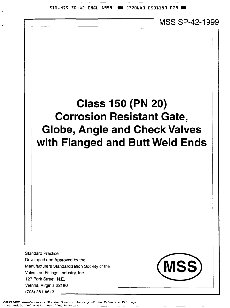 MSS SP-42-1999法兰端和对焊端耐腐蚀的闸阀、截止阀、角阀和止回阀150磅级（PN20）(英文版).pdf_第1页