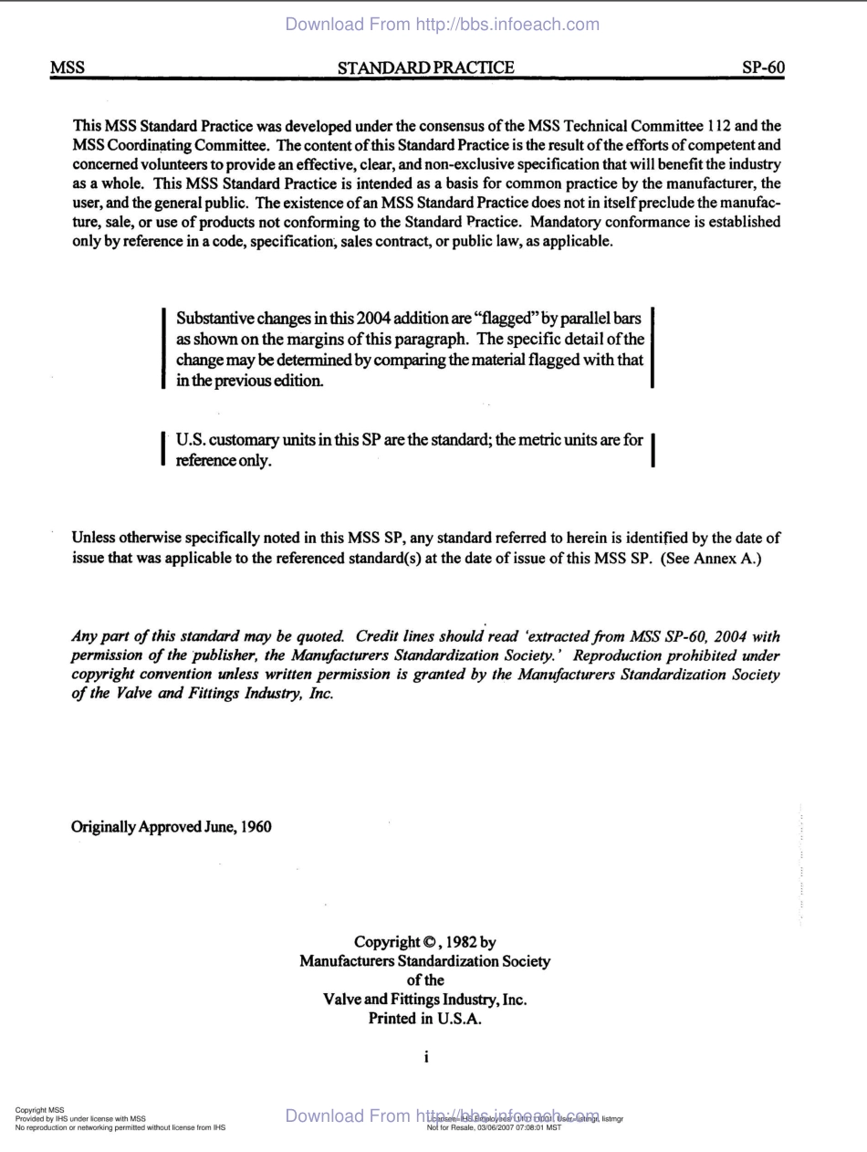 MSS SP-60-2004 Connecting Flange Joint Between Tapping Sleeves and Tapping Valves.pdf_第3页