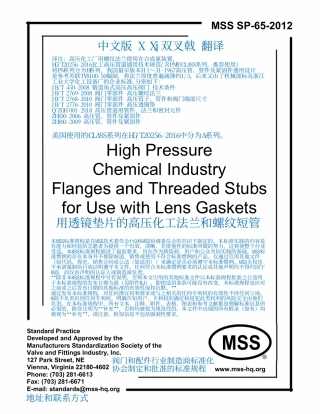 MSS SP-65-2012 用透镜垫片的高压化工法兰和螺纹短管 中文版  X Xj双叉戟 翻译 2024-07-15.pdf