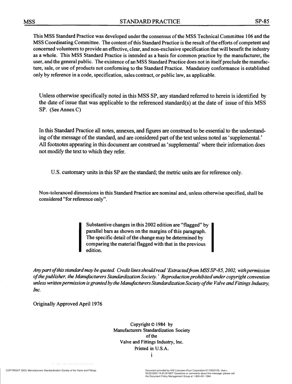 MSS SP-85-2002 法兰端和螺纹端灰铸铁截止阀和角阀 GRAY IRON GLOBE &ANGLE VALVES FLANGED AND THREADED ENDS.pdf_第2页