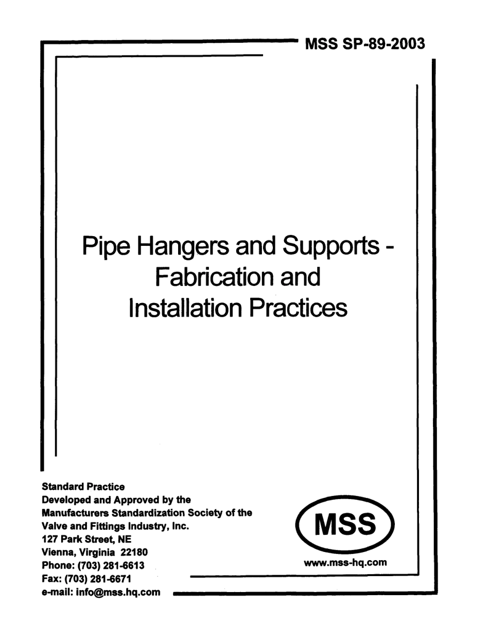 MSS SP-89-2003 Pipe Hangars and Supports - Fabrication and Installation Practices.pdf_第1页