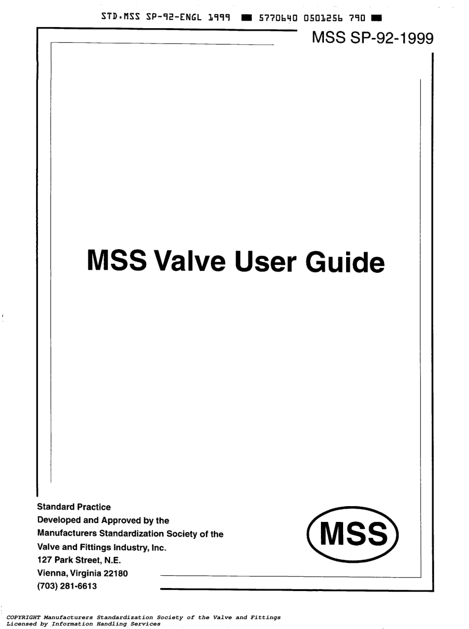 MSS SP-92-1999 VALVE USER GUIDE.pdf_第1页