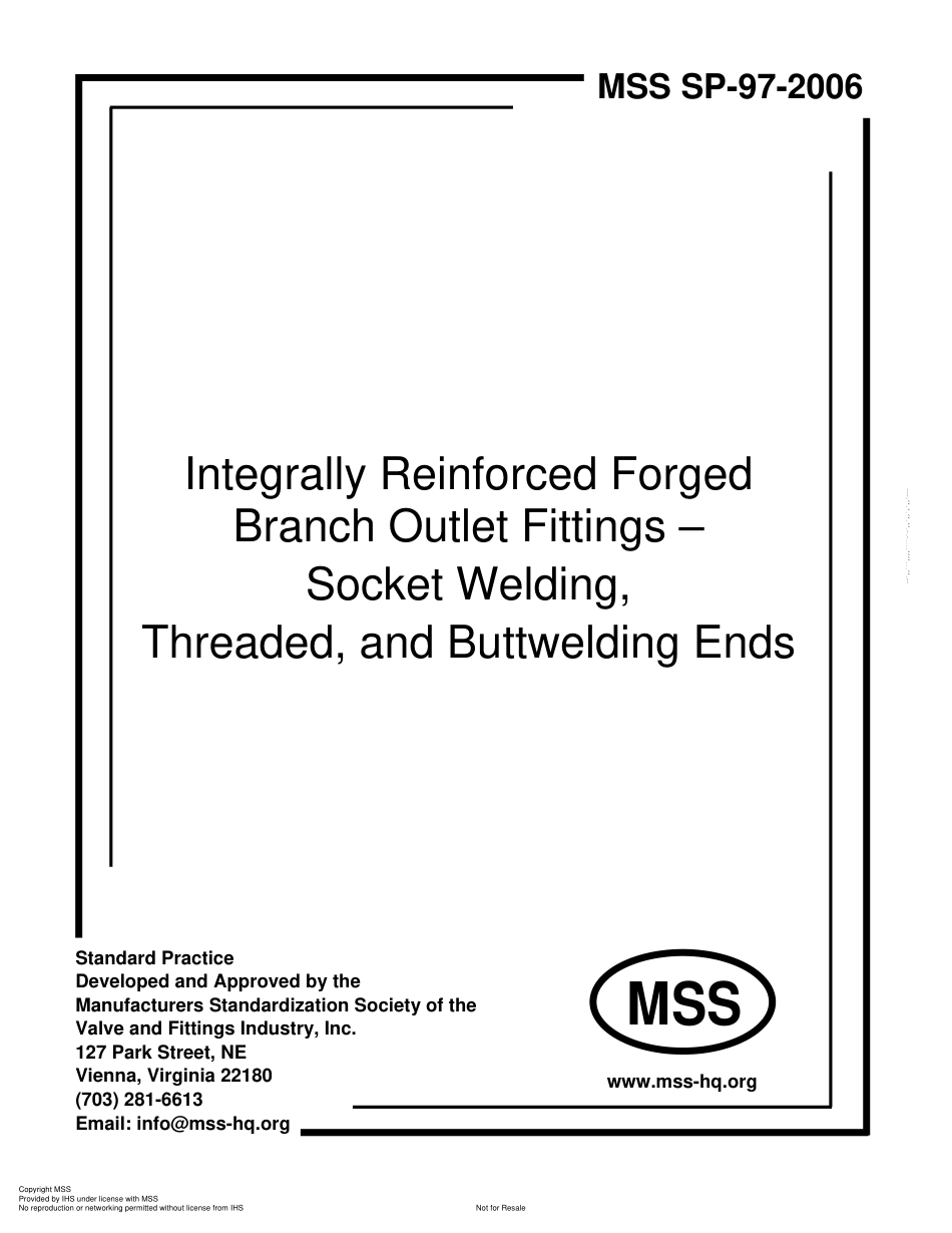 MSS SP-97-2006 承插焊、螺纹和对焊端的整体加强式管座.pdf_第1页