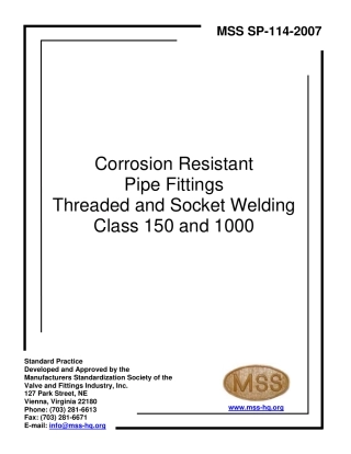 MSS SP-114-2007 Corrosion Resistant Pipe Fittings Threaded And Socket Welding Cl.pdf