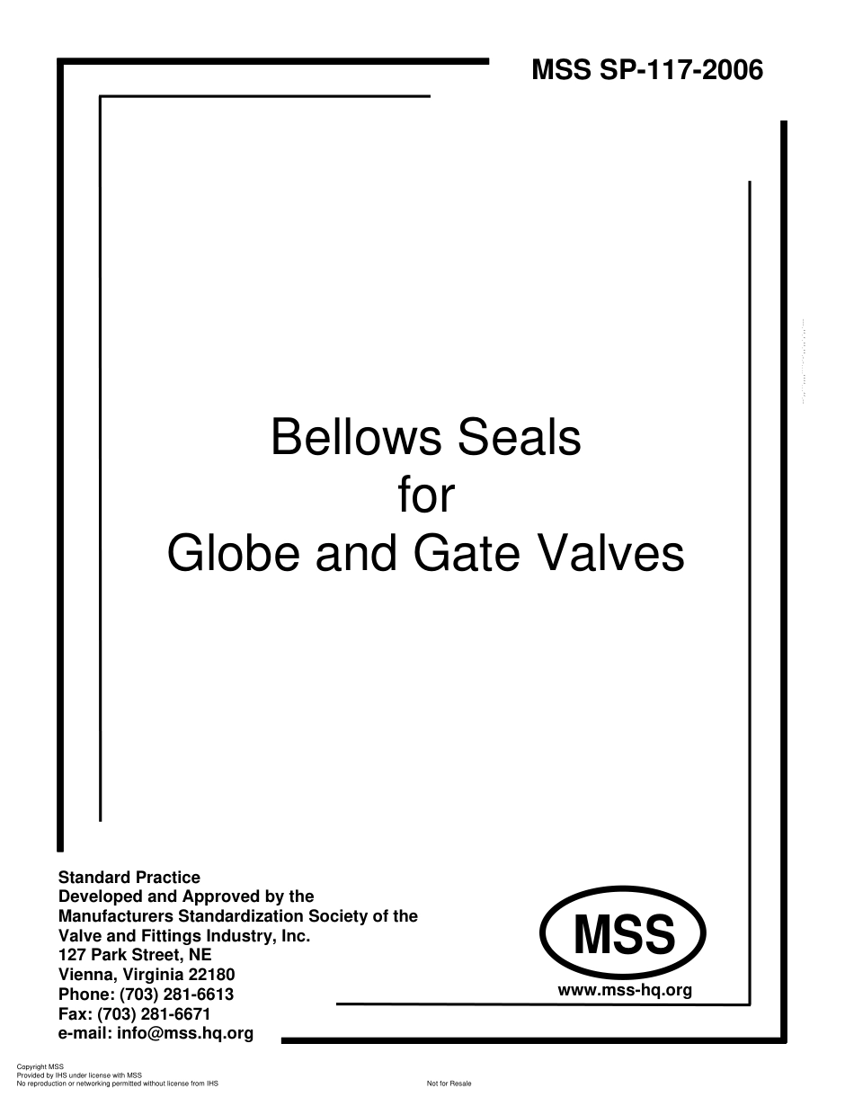 MSS SP-117-2006 Bellows Seals for Globe and Gate Valves.pdf_第1页