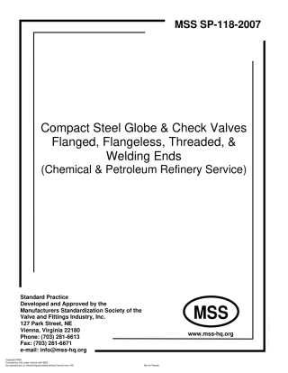 MSS SP-118-2007 COMPACT STEEL GLOBE &amp;amp; CHECK VALVES – FLANGED, FLANGELESS, THR.pdf