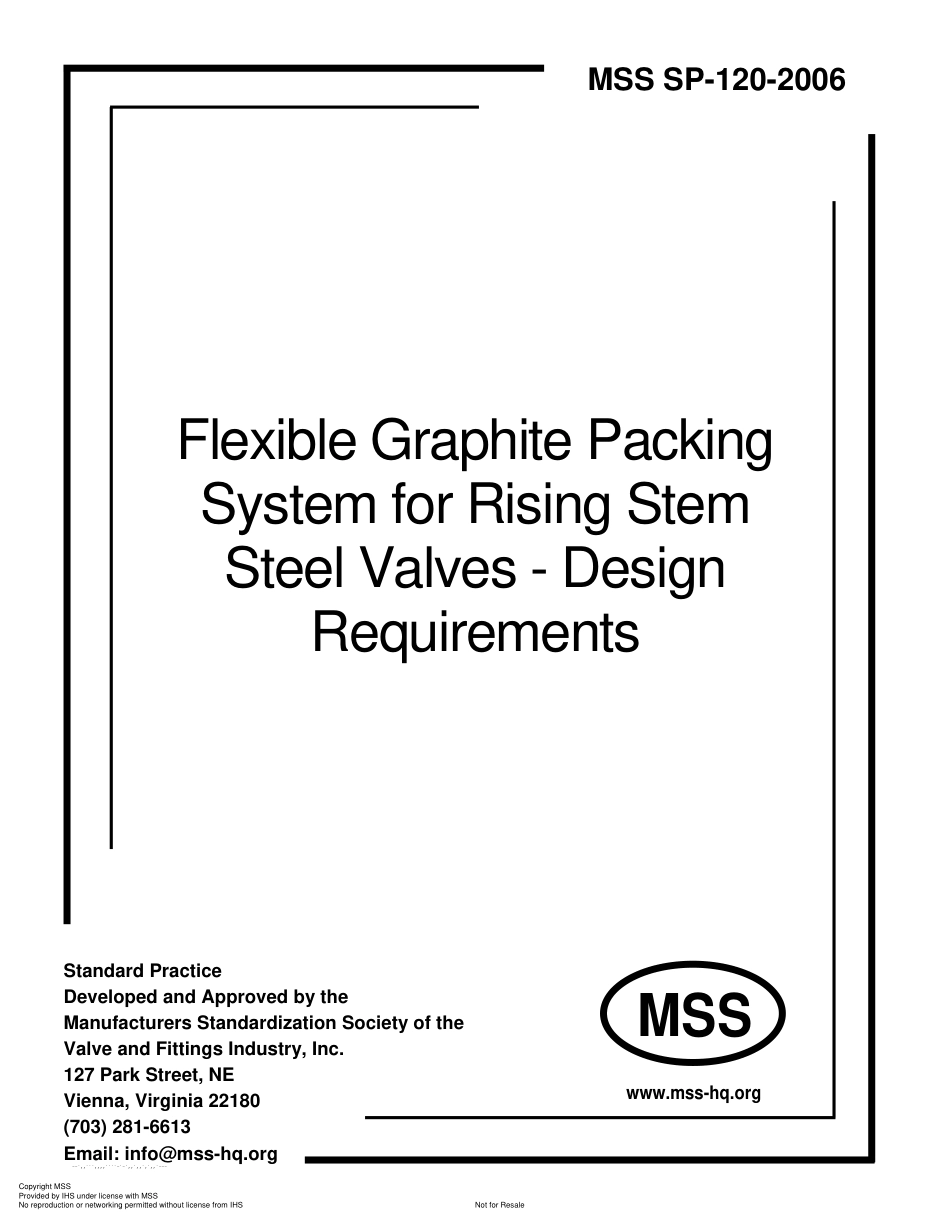 MSS SP-120-2006 Flexible Graphite Packing System for Rising Stem Steel Valves -.pdf_第1页