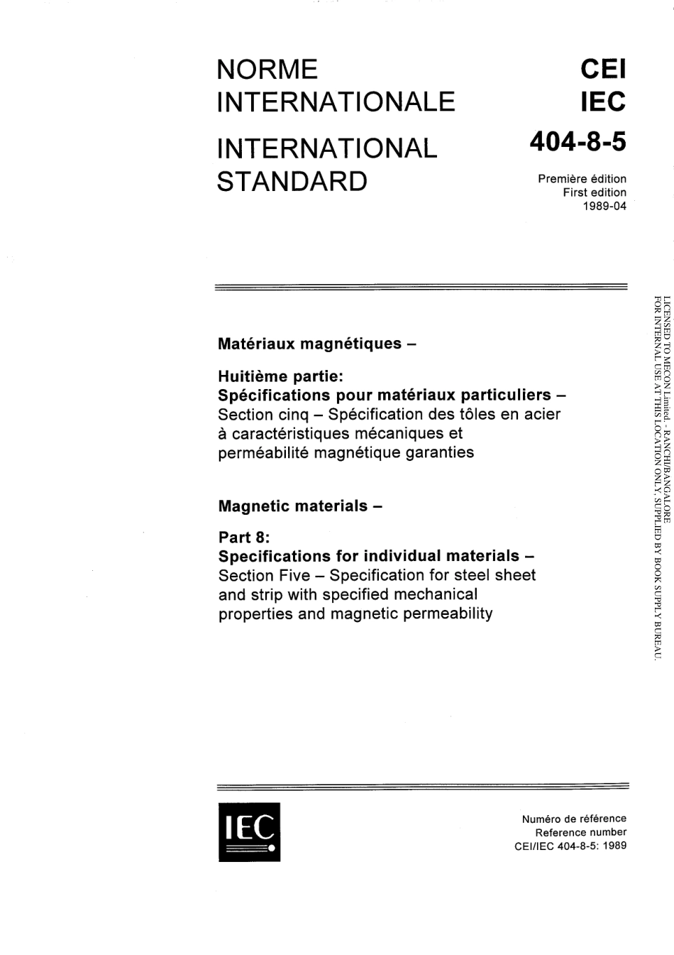 IEC 60404-8-5-1989 scan.pdf_第1页