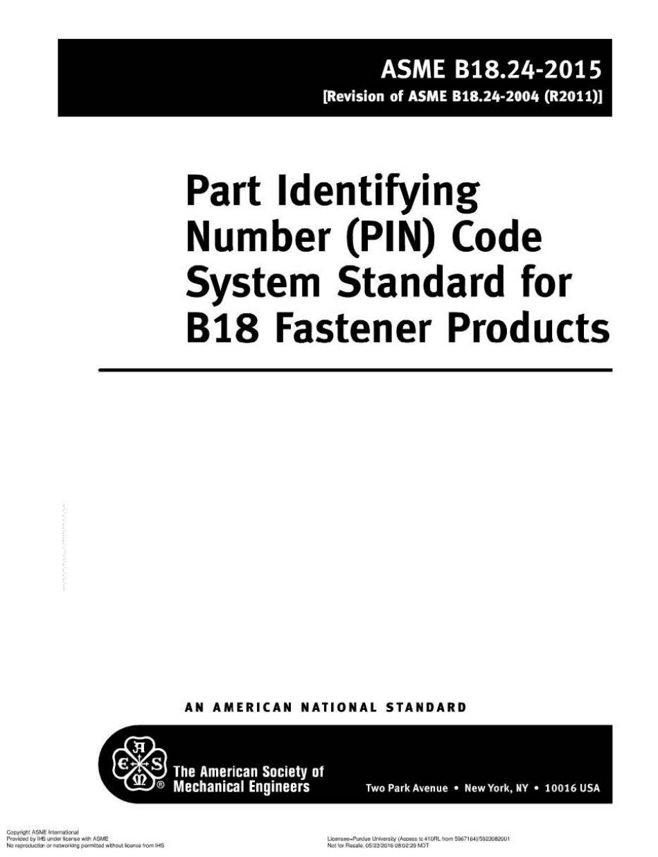 ASME B18.24 2015 Part Identifying Number (PIN) Code System Standard for B18 Fastener Products.pdf_第2页