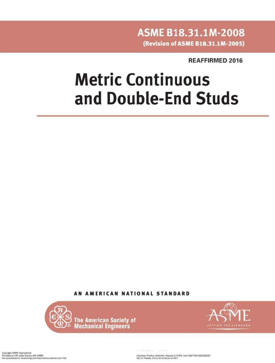 ASME B18.31.1M 2008 (R 2016)  Metric Continuous and Double-End Studs.pdf_第1页