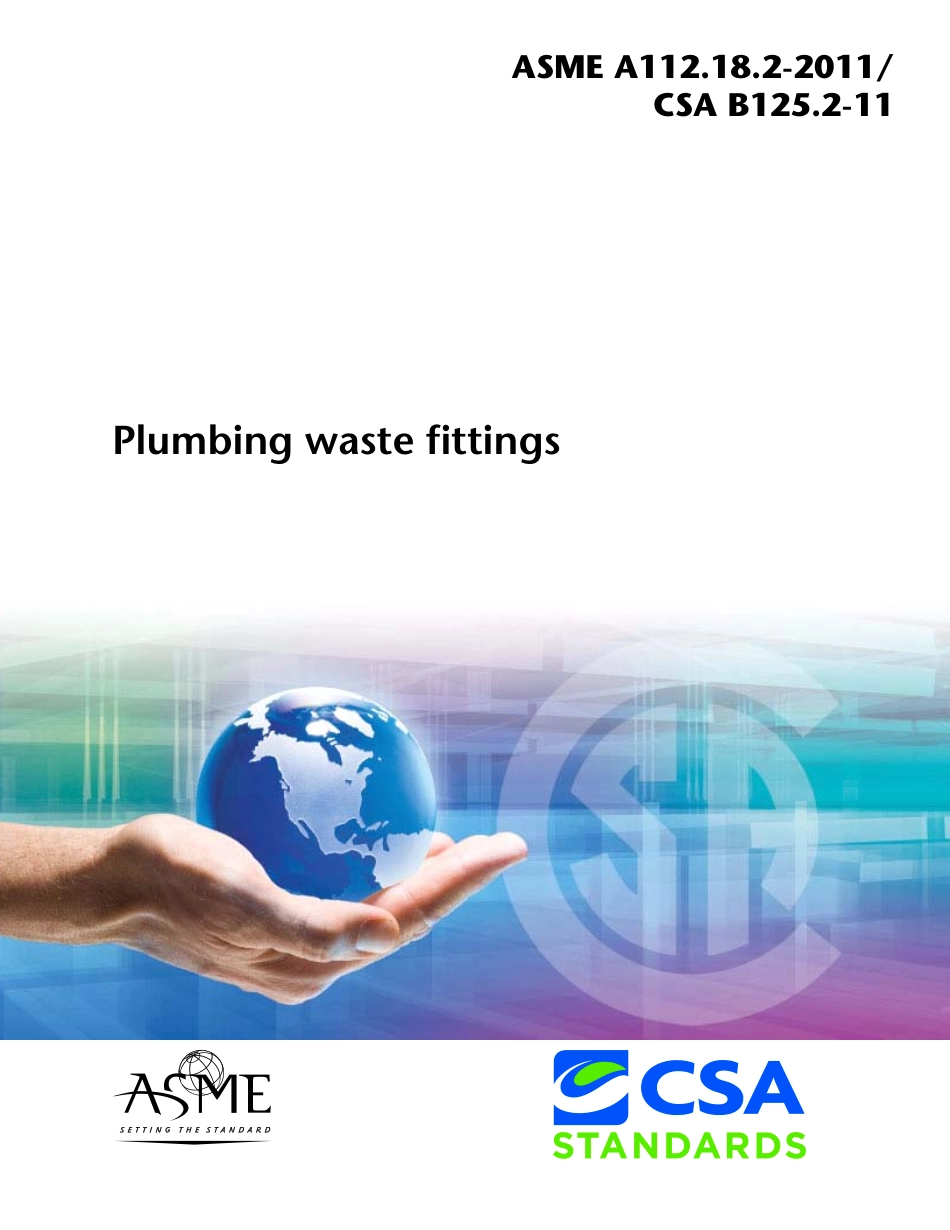 ASME A112.18.2-2011 PLUMBING WASTE FITTINGS.pdf_第1页