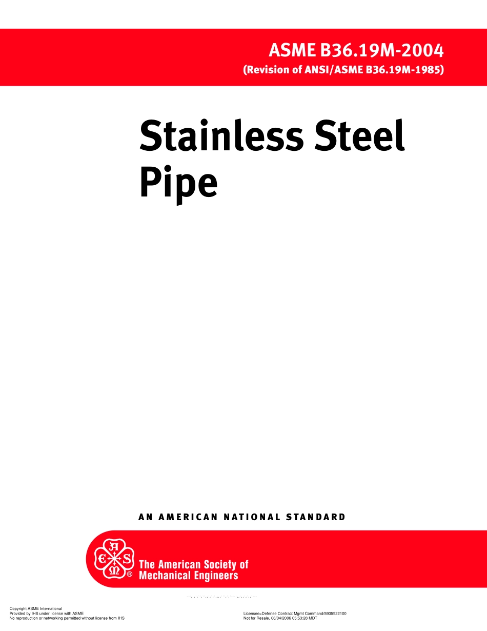 ASME B36.19M-2004 STAINLESS STEEL PIPE.pdf_第1页