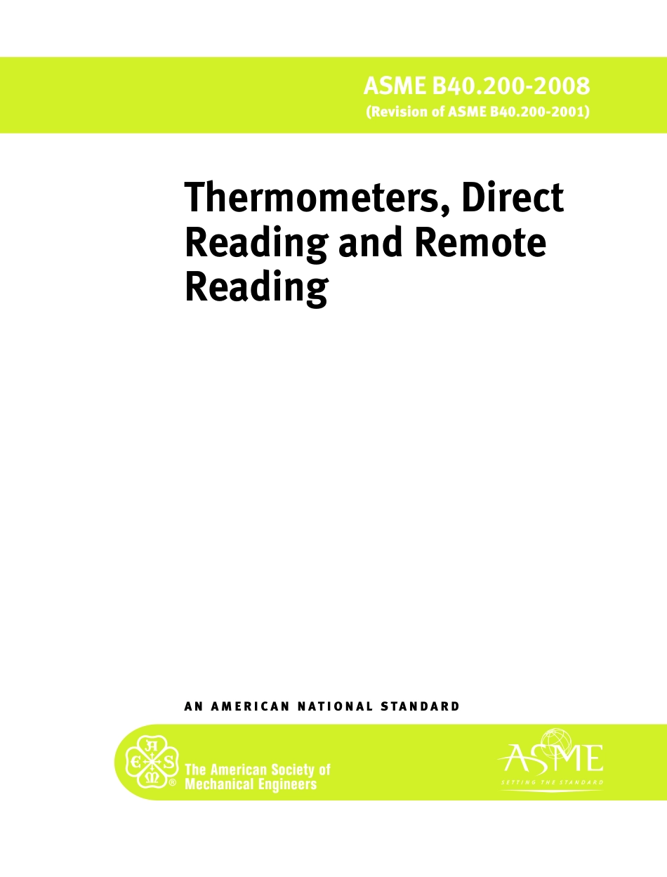 ASME B40.200-2008 THERMOMETERS, DIRECT READING AND REMOTE READING, INCLUDING B40.3,  B40.4,  B40.8 & B40.9.pdf_第1页