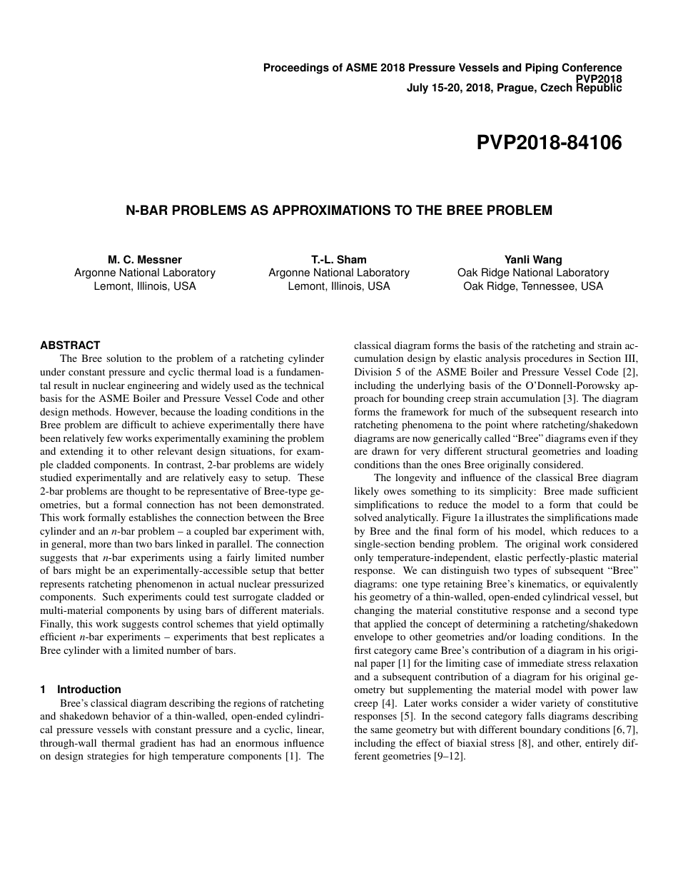 ASME PVP2018-84106 N-Bar Problems as Approximations to the Bree Problem.pdf_第1页