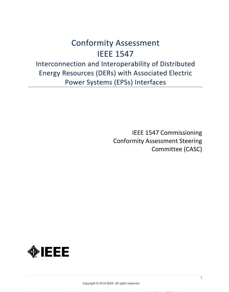 Conformity Assessment IEEE 1547. Interconnection and Interoperability of Distributed Energy Resources (DERs) with Associated Electric Power Systems (EPSs) Interfaces 2019.pdf_第2页