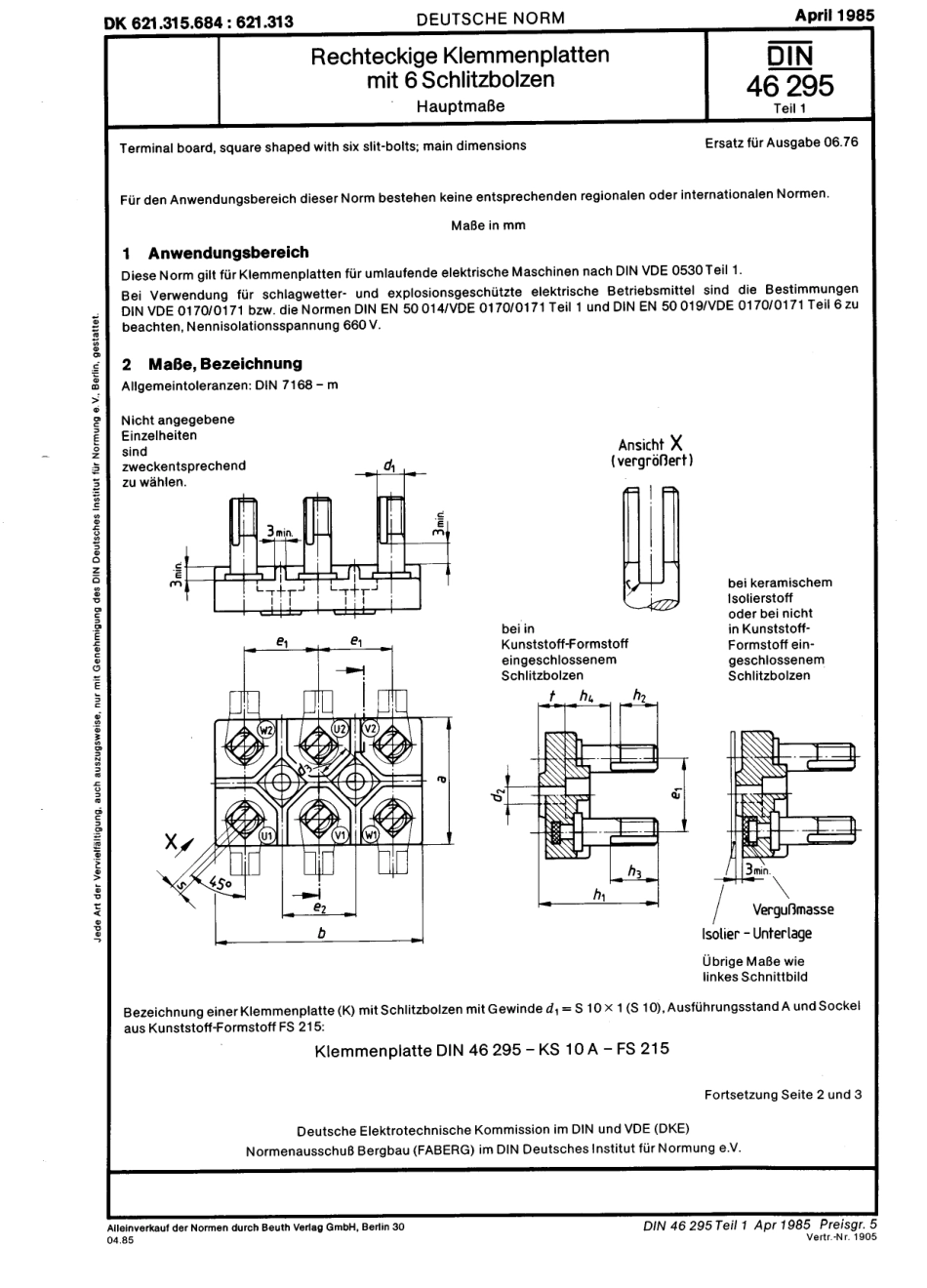 DIN 46295-1 1985-04.pdf_第1页