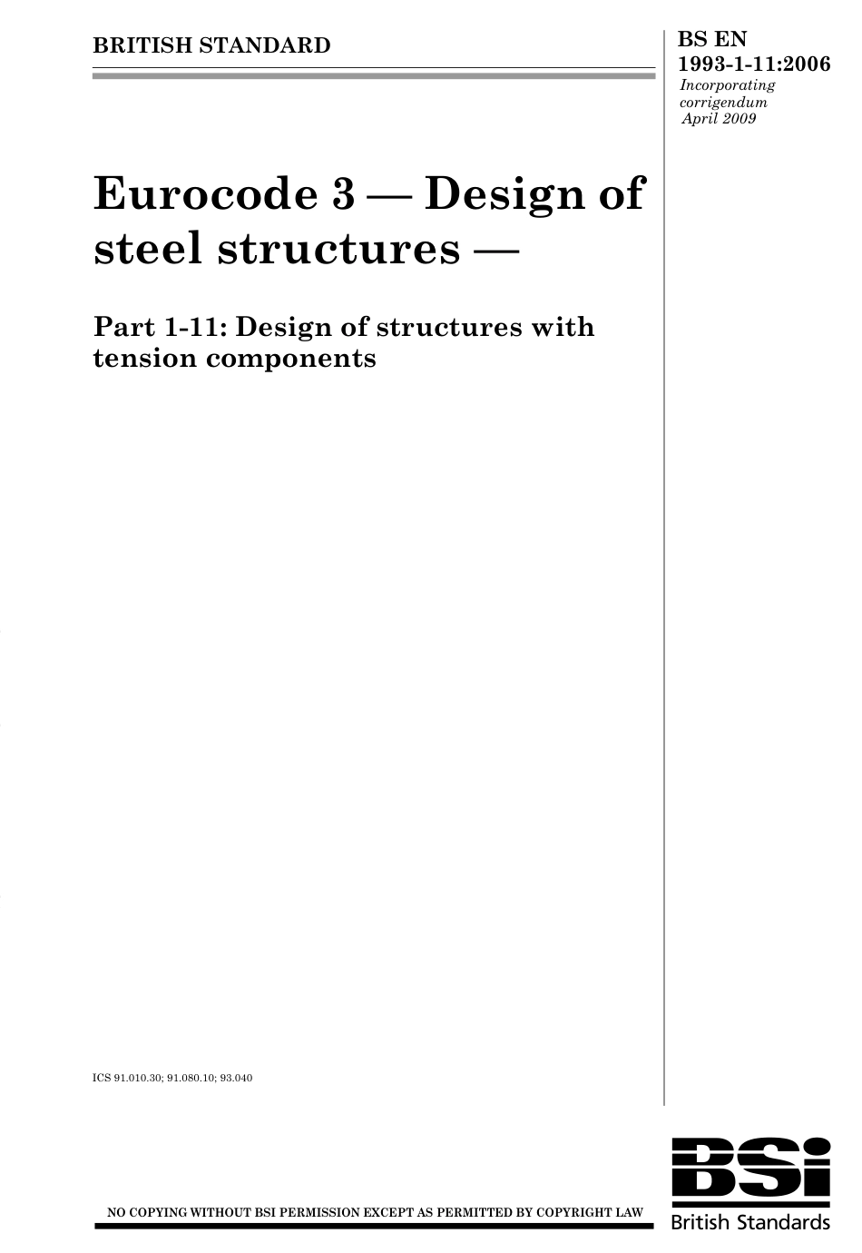 BS EN 1993-1-11-2006 EN.pdf_第1页