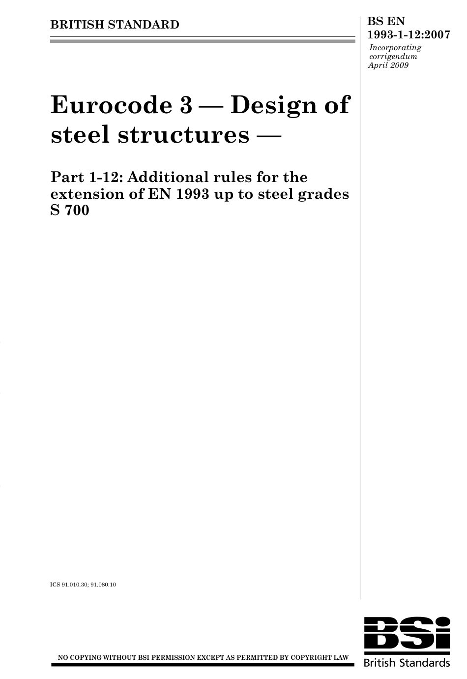 BS EN 1993-1-12-2007 EN.pdf_第1页