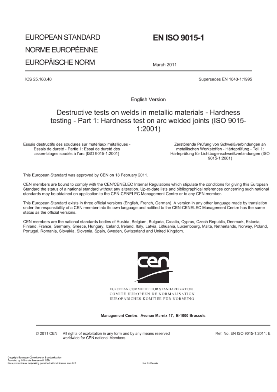 BS EN 9015-1-2011 ISO 金属材料焊缝破坏性试验硬度试验 第1部分：电弧焊接头硬度试验.pdf_第3页