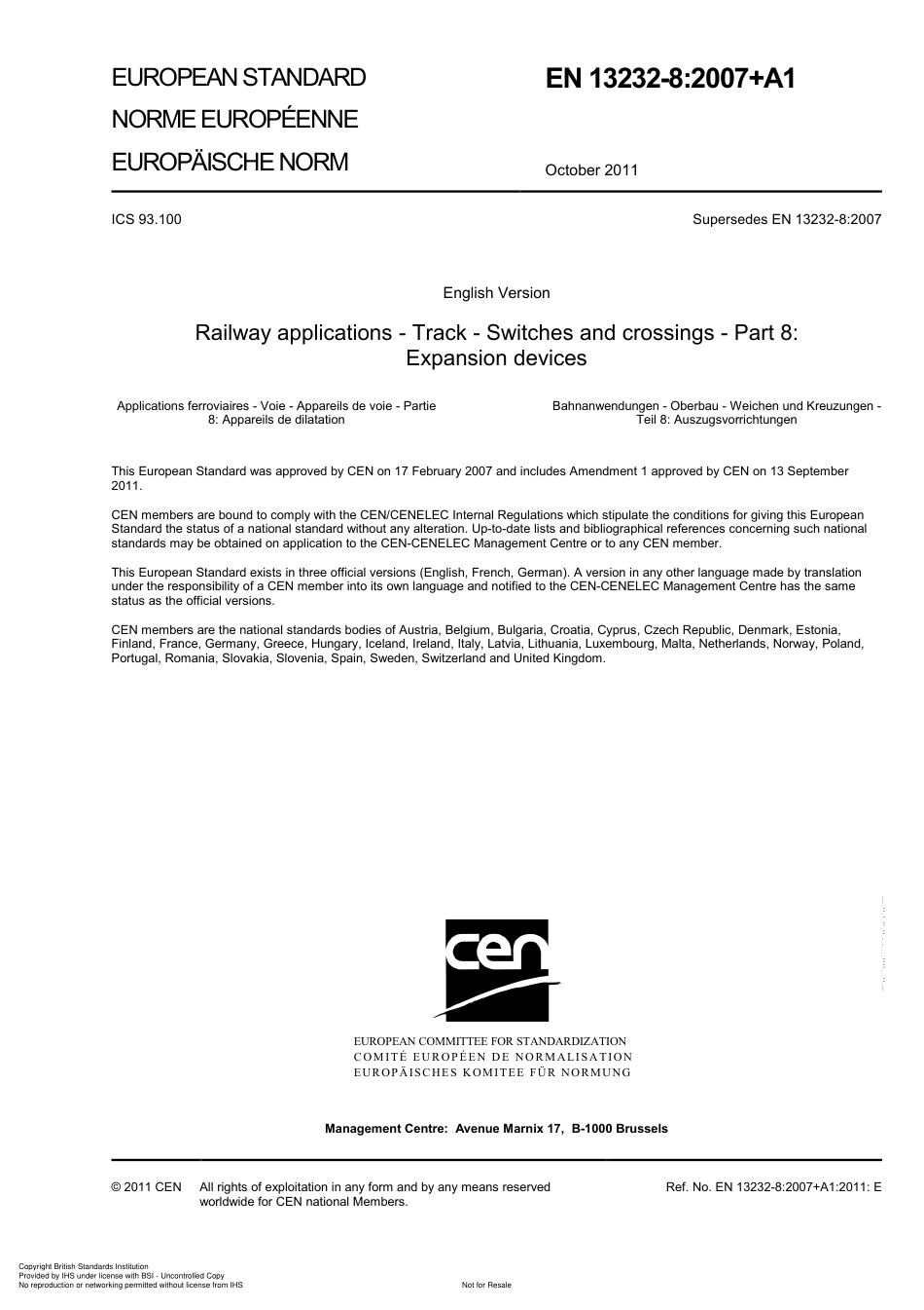 BS EN 13232-8 2007   A1 2011.pdf_第3页