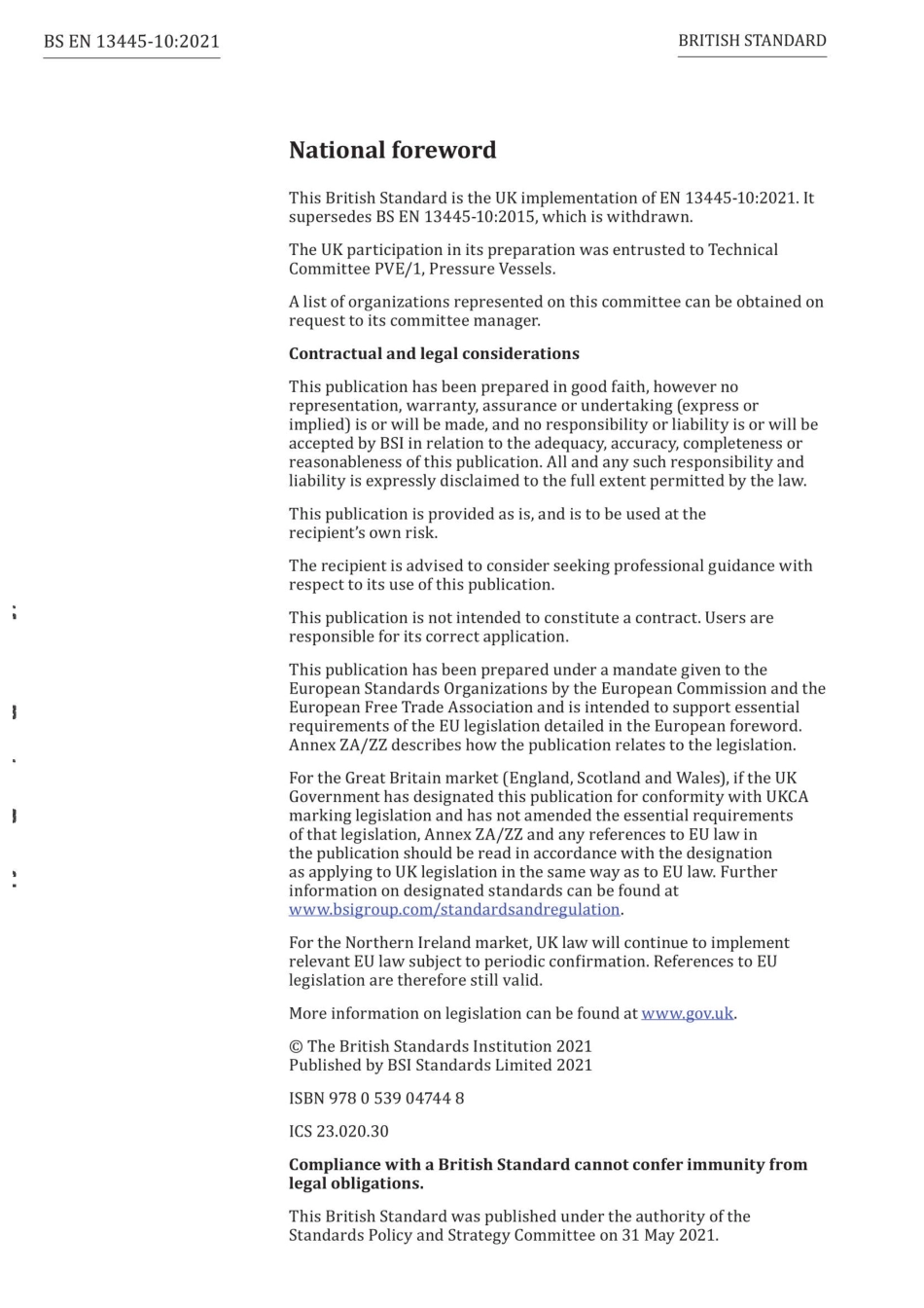 BS EN 13445-10-2021 Unfired pressure vessels. Additional requirements for pressu.pdf_第2页