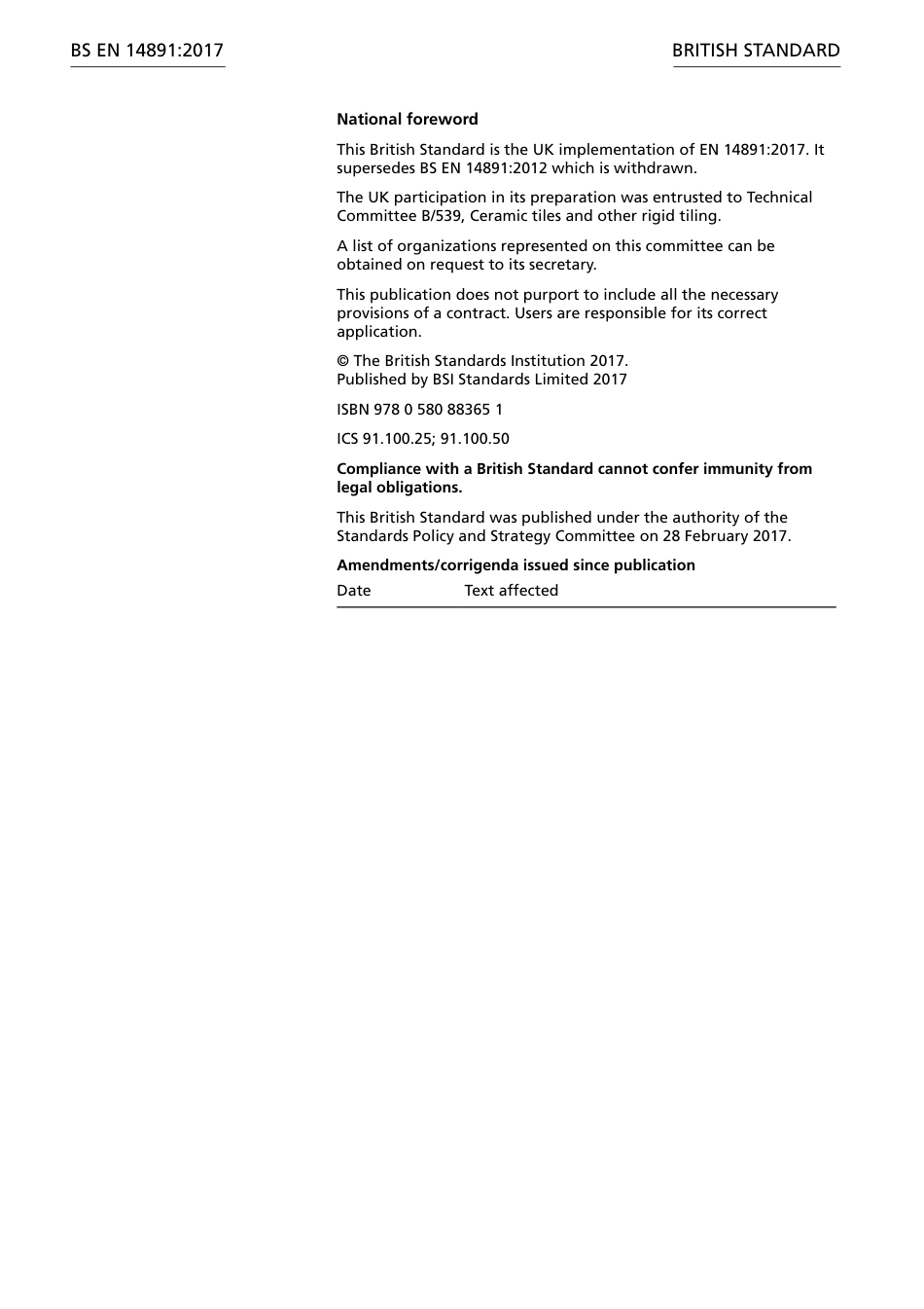 BS EN 14891-2017 Liquid applied water impermeable products for use beneath ceram.pdf_第2页