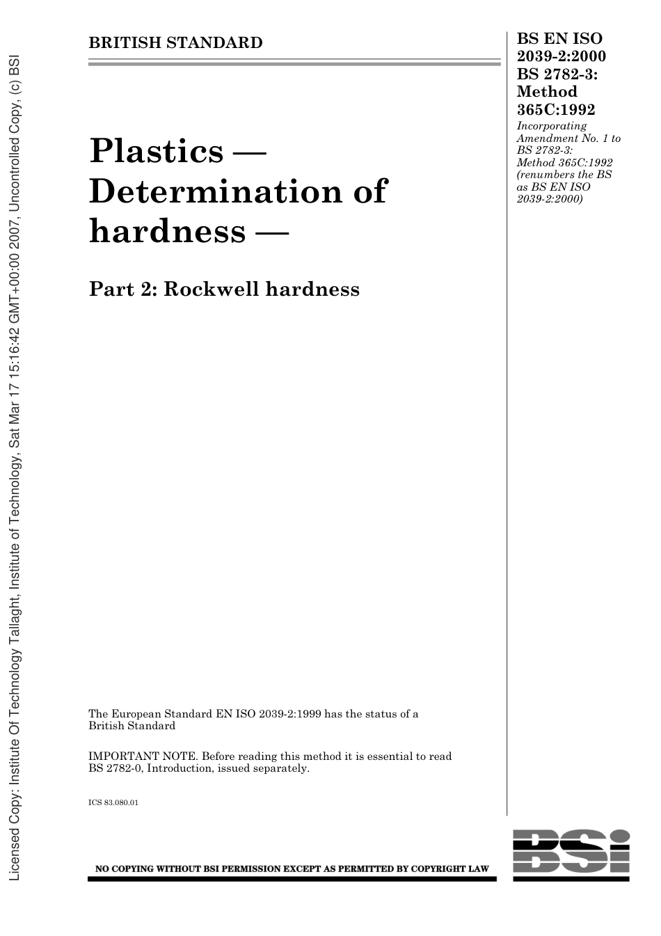 BS EN ISO 2039-2 2000.pdf_第1页