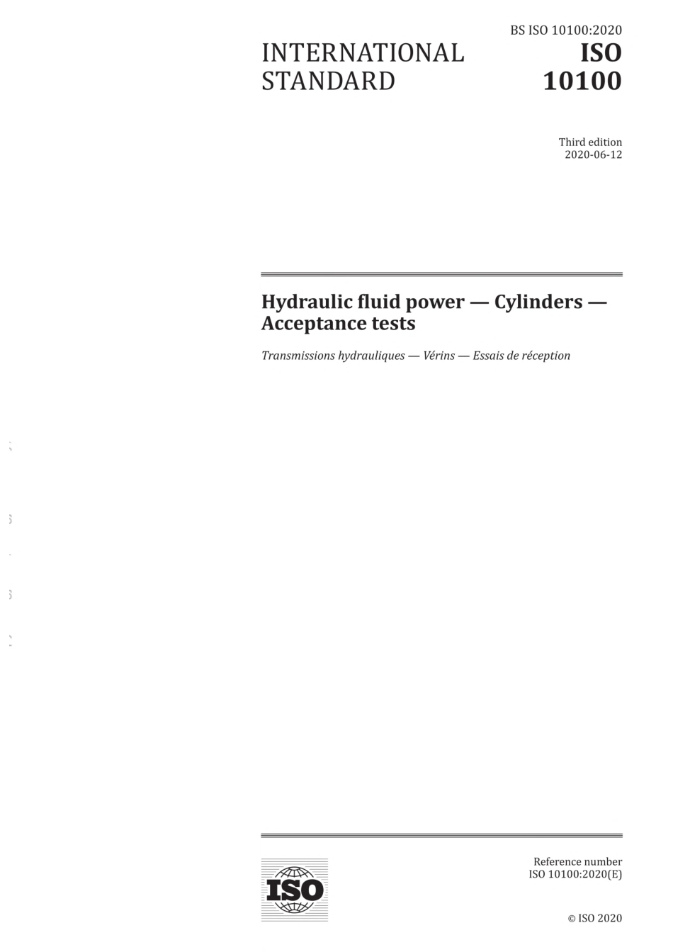 BS ISO 10100-2020 Hydraulic fluid power. Cylinders. Acceptance tests.pdf_第3页