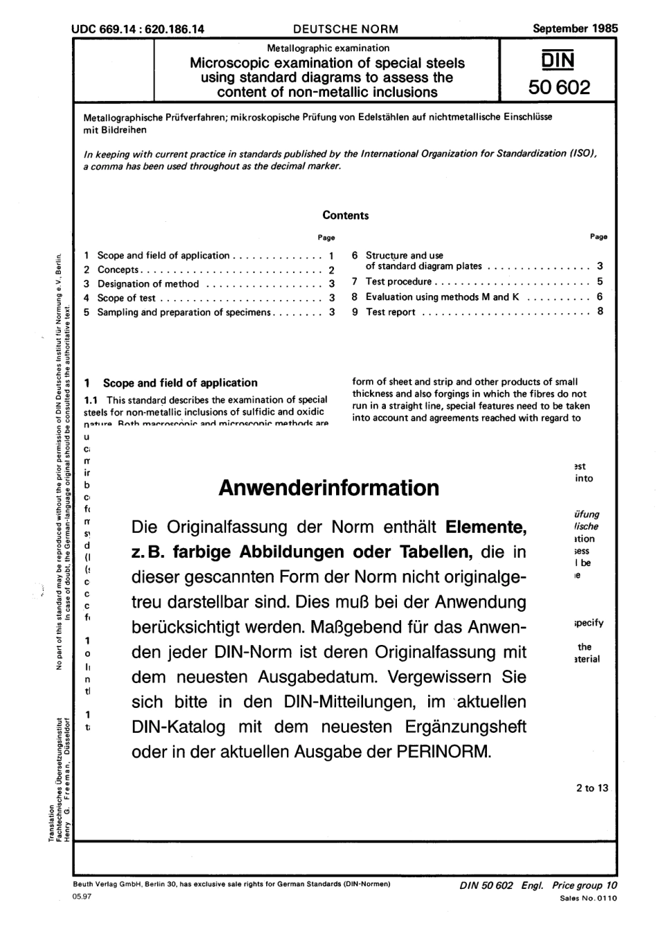 DIN 50602꞉1985 (EN) ᴾᴼᴼᴮᴸᴵᶜᴽ.pdf_第1页