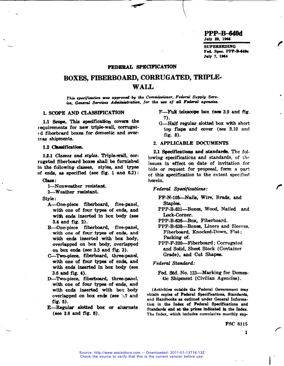 MIL STD BOXES, FIBERBOARD, CORRUGATED, TRIPLEWALL.pdf_第1页