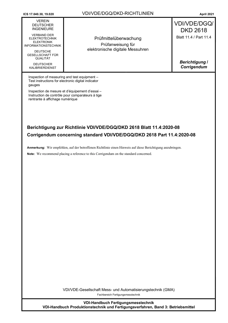 VDI_VDE_DGQ_DKD_2618_Blatt-11-4_Berichtigung__2021-04.pdf_第1页