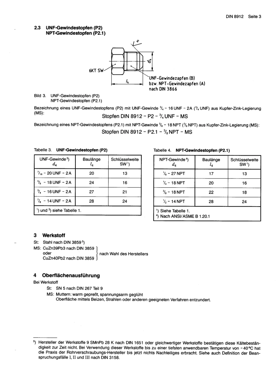 DIN 8912 1990 Coupling nuts and screwed plugs for use with PN 40 flared flange s.pdf_第3页
