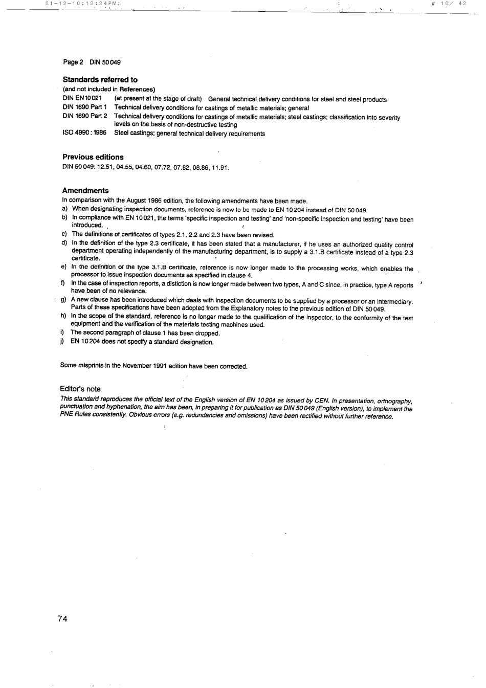 DIN 50049-1992 Inspection documents for the delivery of metallic products.pdf_第2页