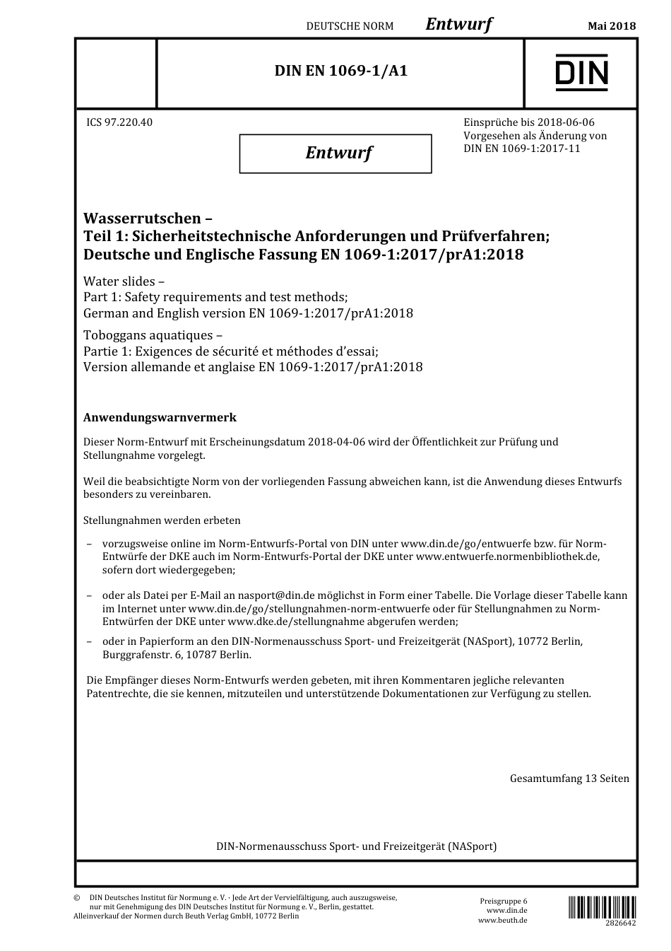 DIN EN 1069-1 A1 E 2018-05.pdf_第1页