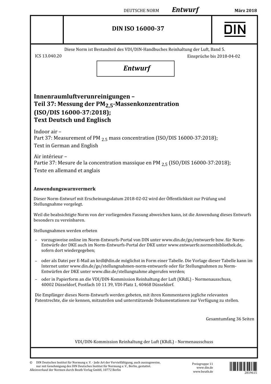 DIN ISO 16000-37 E 2018-03.pdf_第1页