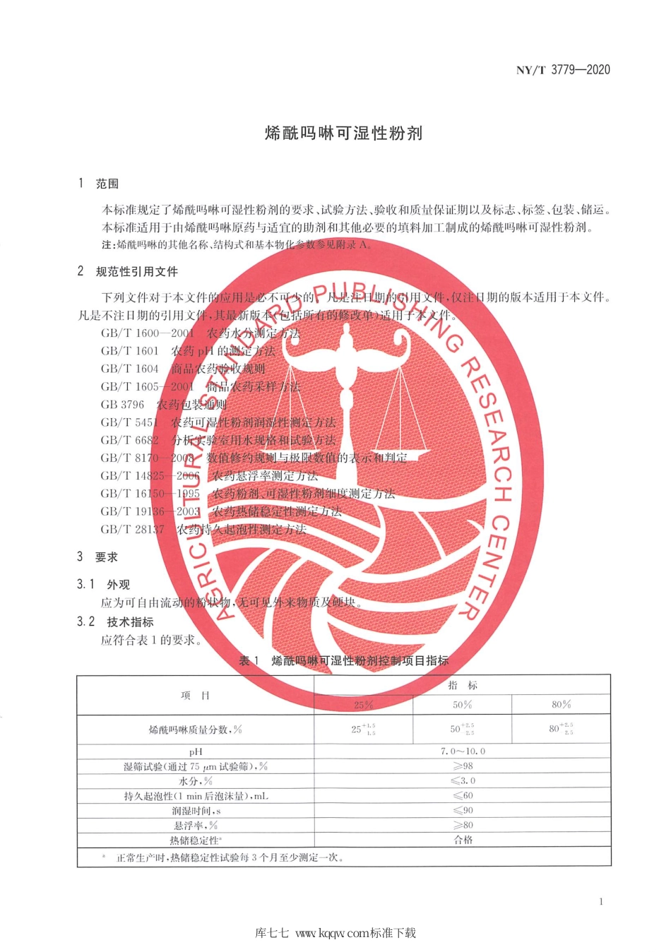 【农业行业标准】NY∕T 3779-2020 烯酰吗啉可湿性粉剂.pdf_第3页