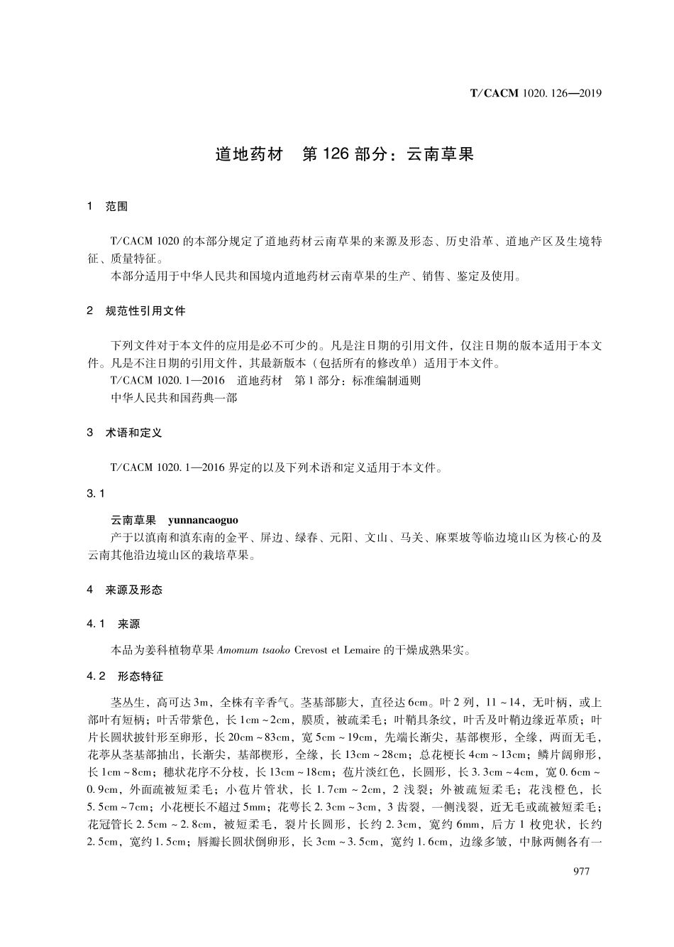 【团体标准】T∕CACM 1020.126-2019 道地药材 第126部分：云南草果.pdf_第3页