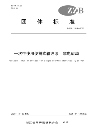 【团体标准】T∕ZZB 2019-2020 一次性使用便携式输注泵 非电驱动.pdf