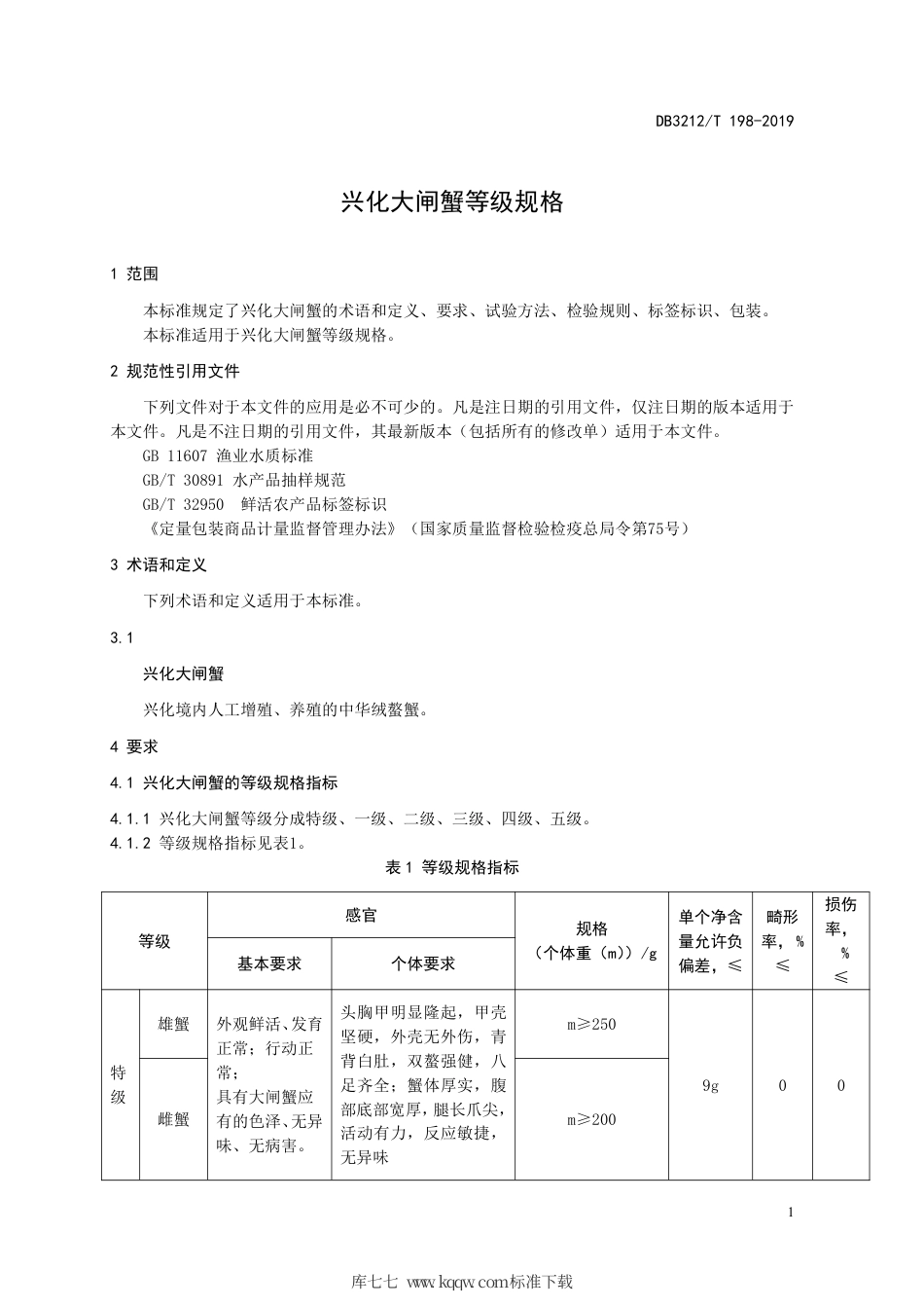 【地方标准】DB3212∕T 198-2019 兴化大闸蟹等级规格.pdf_第3页