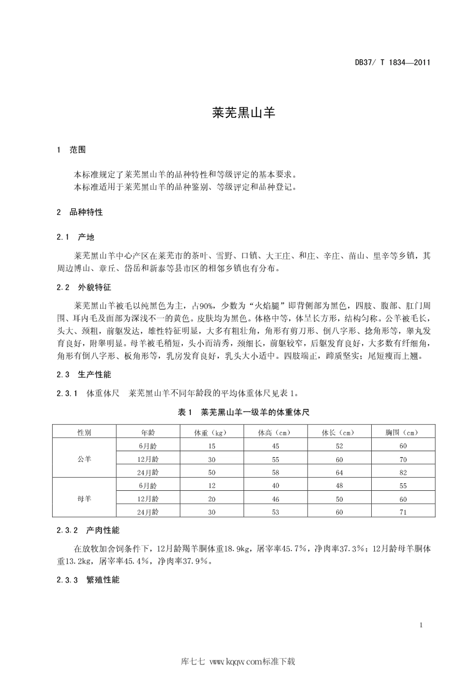 DB37T 1834-2011 莱芜黒山羊.pdf_第3页