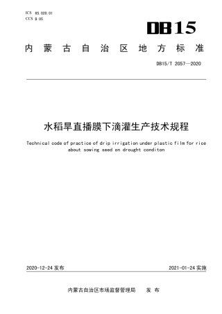 DB15∕T 2057-2020 水稻旱直播膜下滴灌生产技术规程.pdf