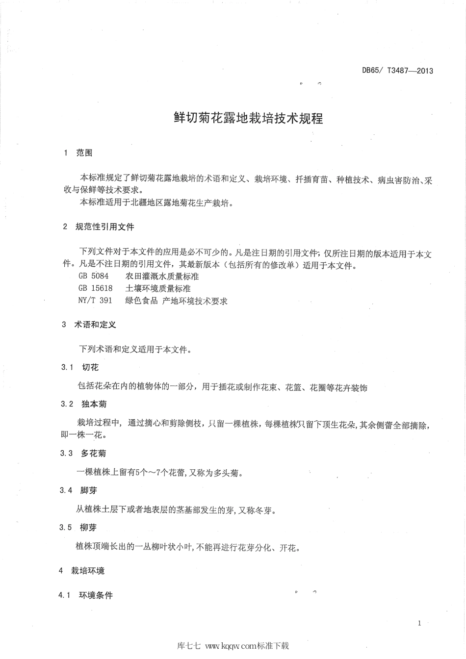 【地方标准】DB65∕T 3487-2013 鲜切菊花露地栽培技术规程.pdf_第3页