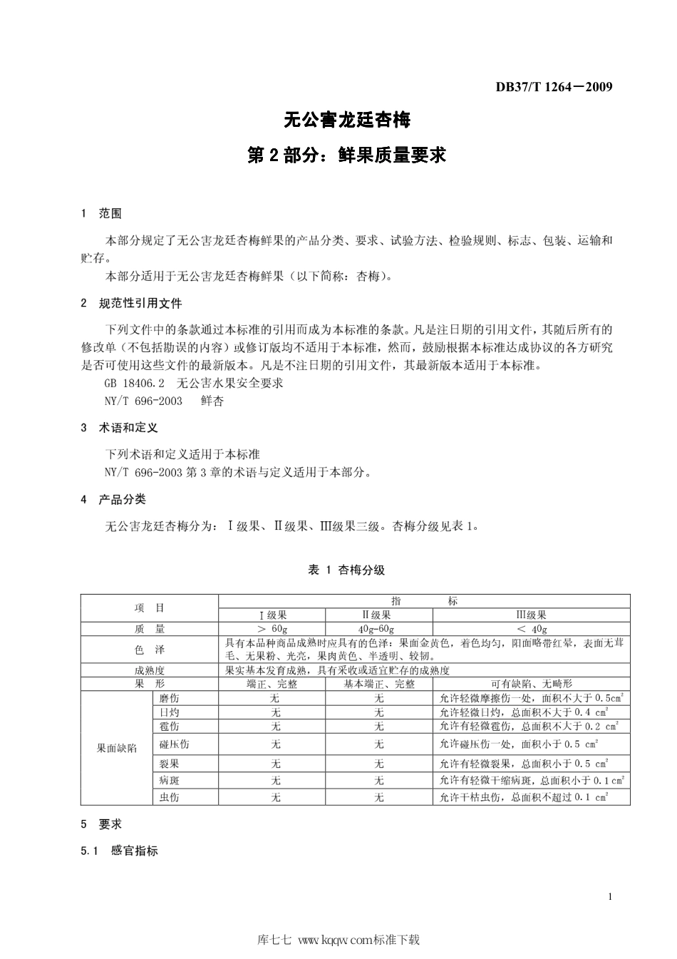【地方标准】DB37∕T 1264-2009 无公害龙廷杏梅 第2部分：鲜果质量要求.pdf_第3页