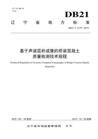 【地方标准】DB21∕T 3179-2019 基于声波层析成像的桥梁混凝土质量检测技术规程.pdf
