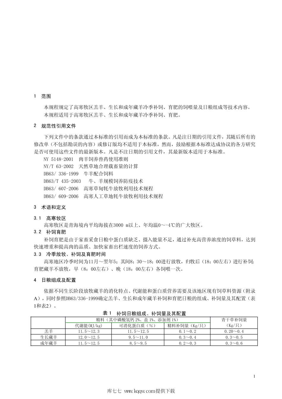 【地方标准】DB63∕T 705-2008 高寒牧区藏羊冷季补饲育肥技术规程.pdf_第3页