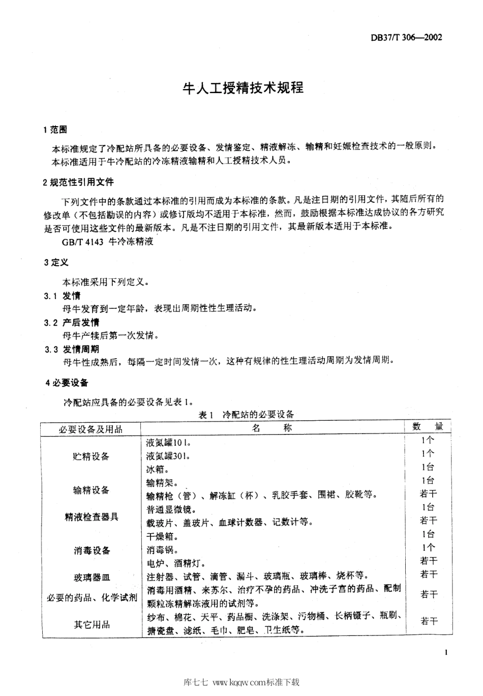 【地方标准】DB37∕T 306-2002 牛人工受精技术规程.pdf_第3页