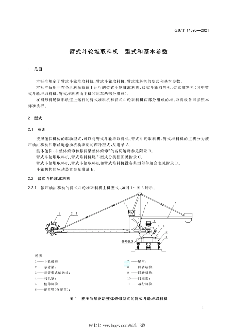 GB∕T 14695-2021 臂式斗轮堆取料机 型式和基本参数.pdf_第3页